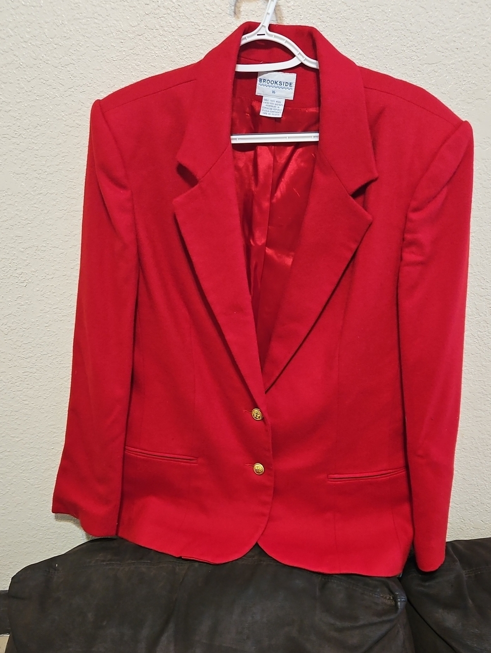 VINTAGE Women's 100% Wool Lined Red Blazer Jacket